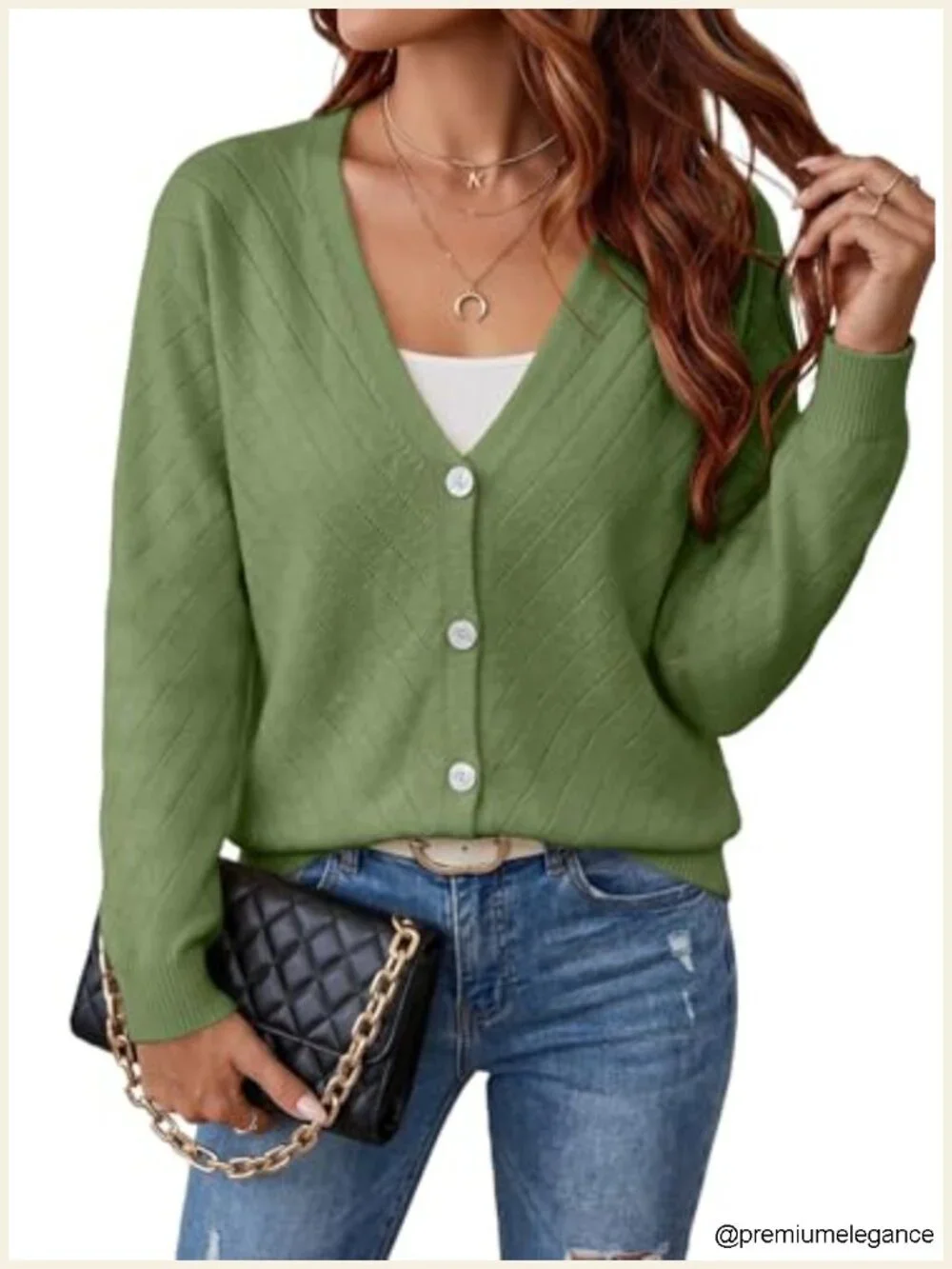 Button Up V Neck Lightweight Cardigan Sweater Business Casual Knit Tops